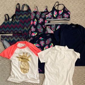 Land End Bathing Suit and Rash Guard Bundle